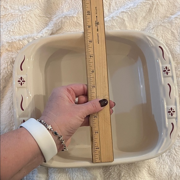 Longaberger 8x8 Cream and Red Ceramic Baking Dish - Picture 5 of 6